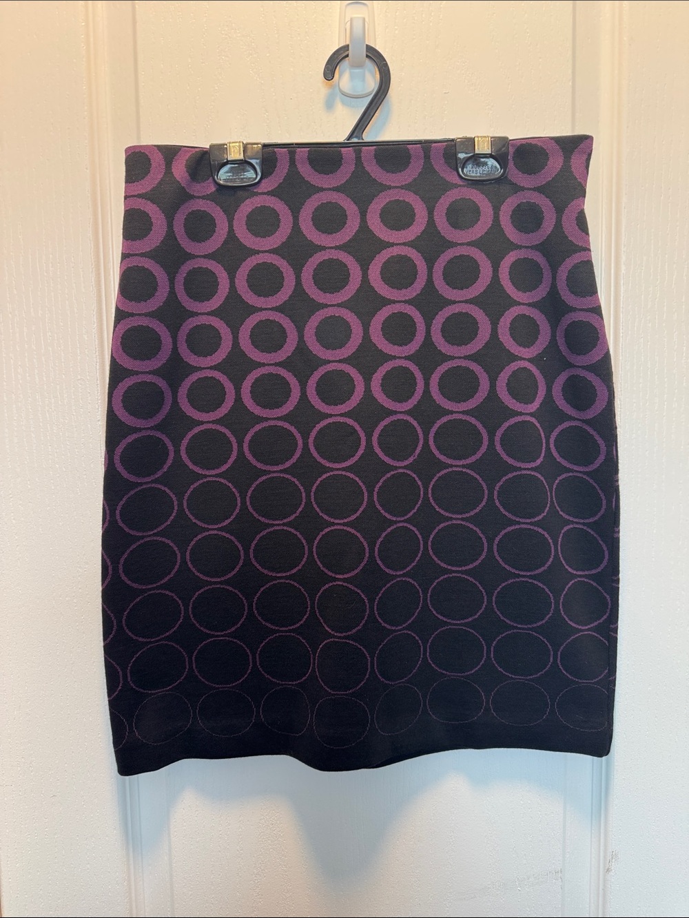 Purple Circle-Print Pencil Skirt